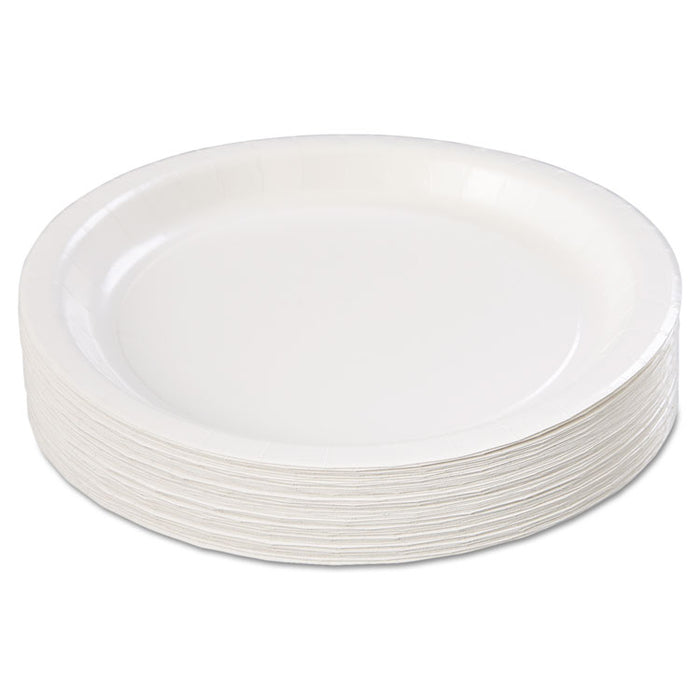 Coated Paper Dinnerware, Plate, 9" dia, White, 50/Pack, 10 Packs/Carton
