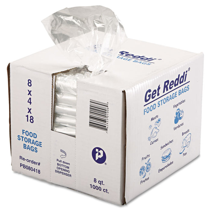 Food Bags, 8 qt, 0.85 mil, 8" x 18", Clear, 1,000/Carton