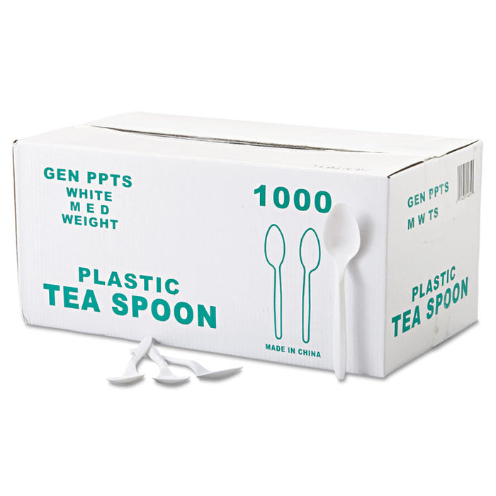 Medium-Weight Cutlery, Teaspoon, White, 1000/Carton