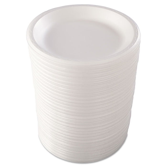Foam Dinnerware, Plate, 10 1/4" dia, White, 125/Pack, 4 Packs/Carton
