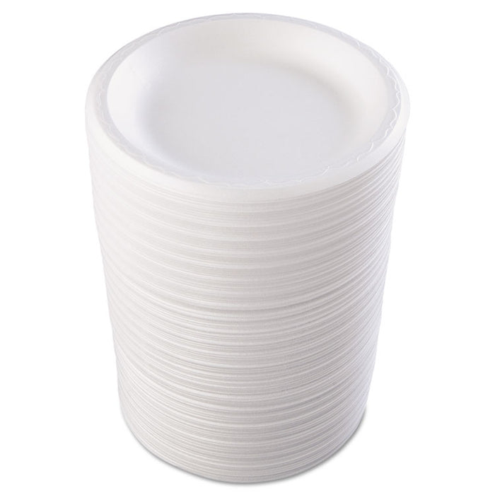 Foam Dinnerware, Plate, 8 7/8" dia, White, 125/Pack, 4 Packs/Carton
