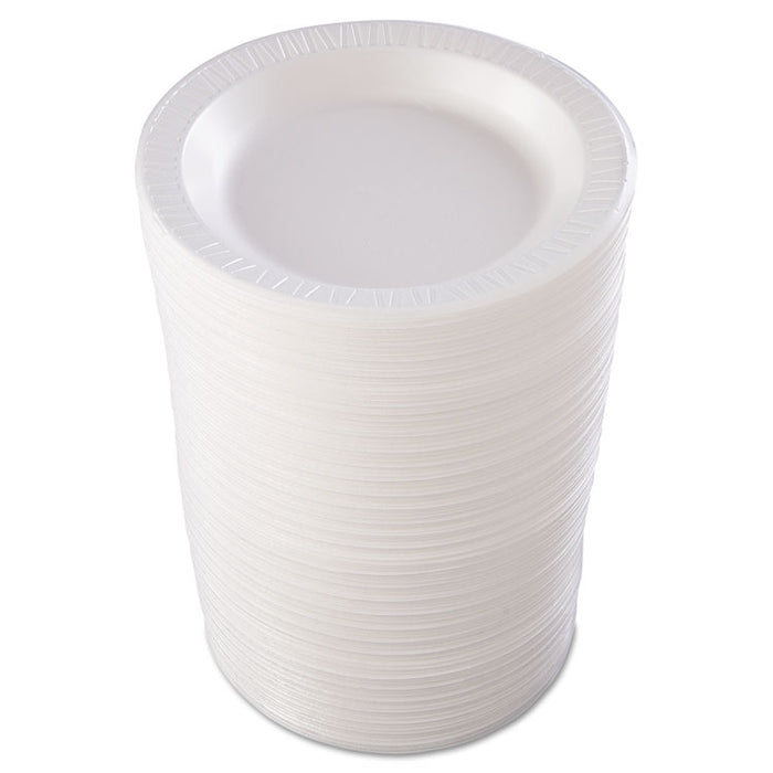 Quiet Classic Laminated Foam Dinnerware, Plate, 10.25" dia, White, 125/Pack, 4 Packs/Carton