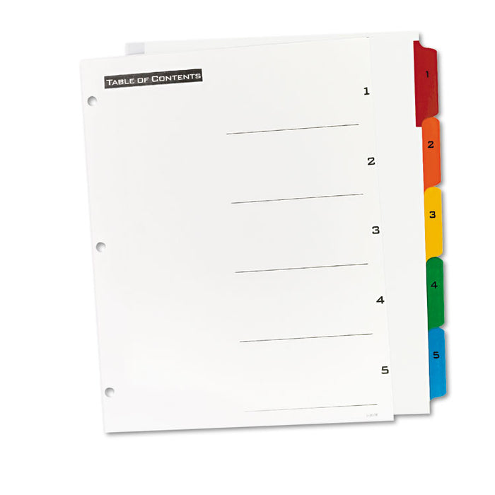 Table 'n Tabs Dividers, 5-Tab, 1 to 5, 11 x 8.5, White, 1 Set