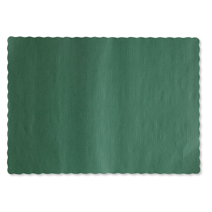Solid Color Scalloped Edge Placemats, 9.5 x 13.5, Hunter Green, 1,000/Carton