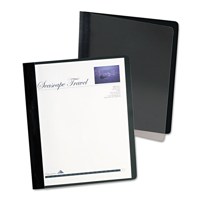Extra-Wide Clear Front Report Covers, Letter Size, Black, 25/Box