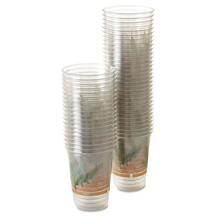 Bare Eco-Forward RPET Cold Cups, 16 oz to 18 oz, Leaf Design, Clear, 50/Pack, 20 Packs/Carton