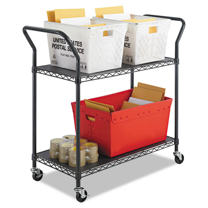 Wire Utility Cart, Two-Shelf, 43.75w x 19.25d x 40.5h, Black