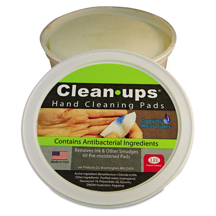 Clean-Ups Hand Cleaning Pads, Cloth, 3" dia, Mild Floral Scent, 60/Tub