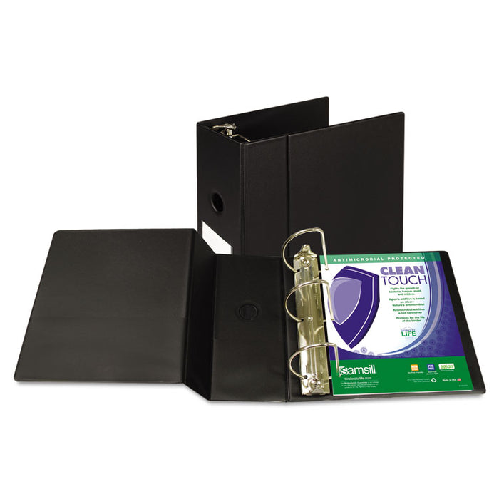 Clean Touch Locking D-Ring Reference Binder Protected w/Antimicrobial Additive, 3 Rings, 5" Capacity, 11 x 8.5, Black