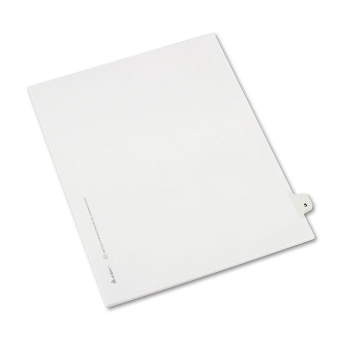 Preprinted Legal Exhibit Side Tab Index Dividers, Avery Style, 10-Tab, 3, 11 x 8.5, White, 25/Pack