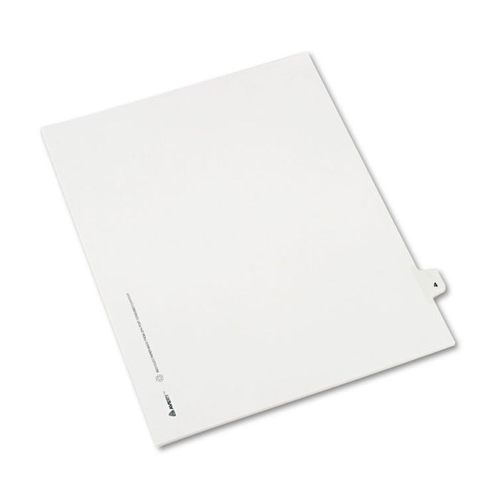 Preprinted Legal Exhibit Side Tab Index Dividers, Avery Style, 10-Tab, 4, 11 x 8.5, White, 25/Pack
