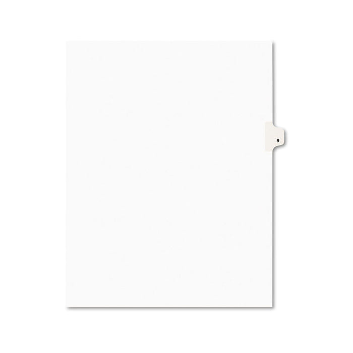 Preprinted Legal Exhibit Side Tab Index Dividers, Avery Style, 10-Tab, 9, 11 x 8.5, White, 25/Pack