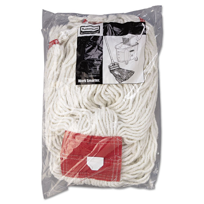 Web Foot Wet Mop Head, Shrinkless, Cotton/Synthetic, White, Large, 6/Carton