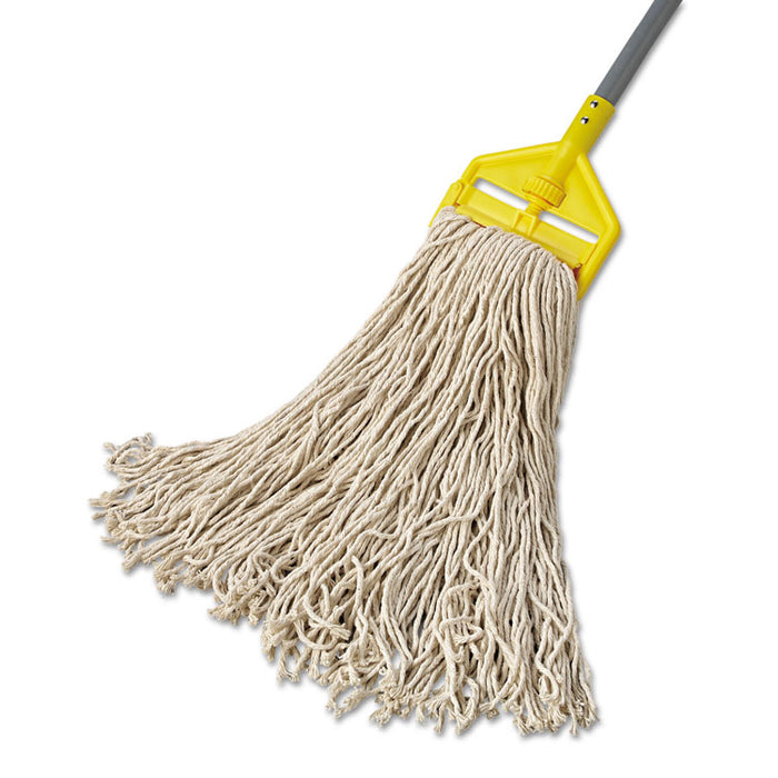 Premium Eight-Ply Cut-End Cotton Wet Mop Head, 24oz, White, 12/Carton