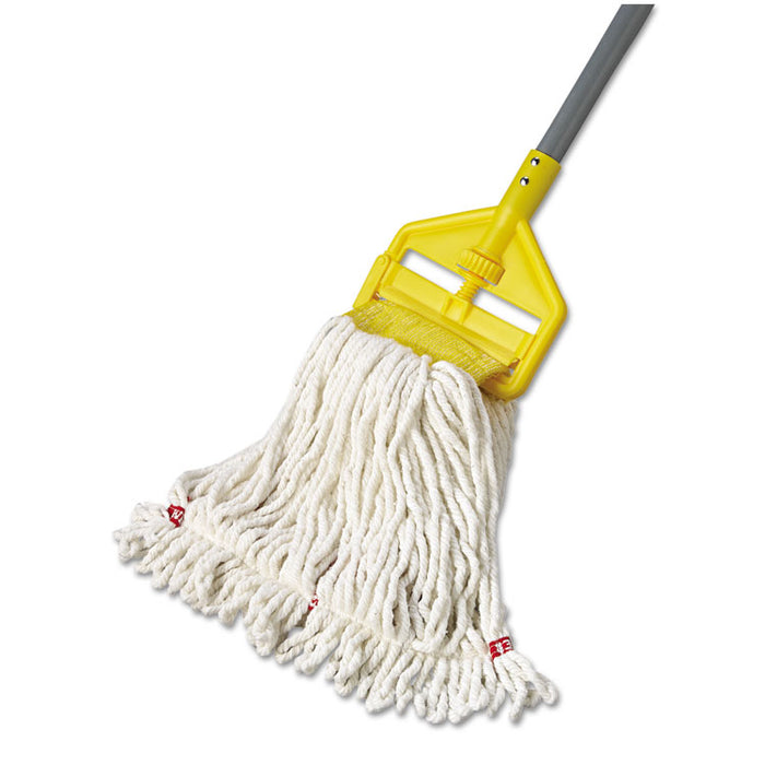 Web Foot Wet Mop Head, Shrinkless, Cotton/Synthetic, White, Small, 6/Carton