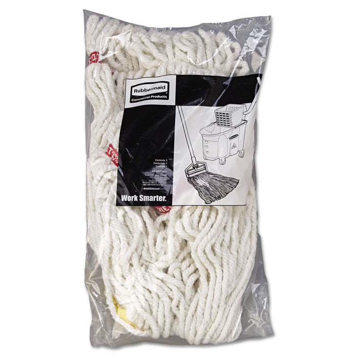 Web Foot Wet Mop Head, Shrinkless, Cotton/Synthetic, White, Small, 6/Carton