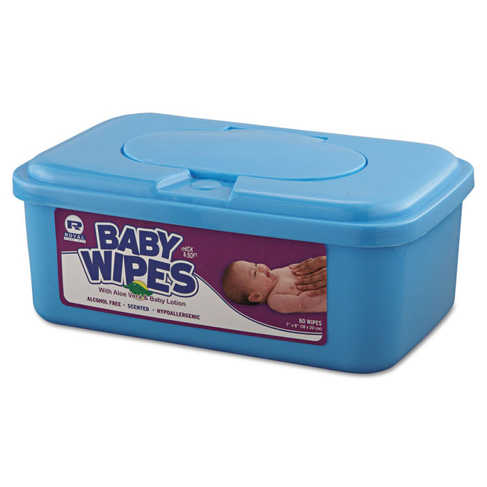 Baby Wipes Tub, White, 80/Tub, 12/Carton