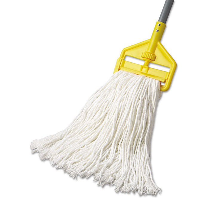 Premium Cut-End Rayon Mop Head, 16oz, White, 1" Orange Band, 12/Carton