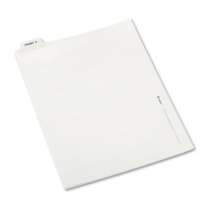 Avery-Style Preprinted Legal Bottom Tab Divider, Exhibit K, Letter, White, 25/PK