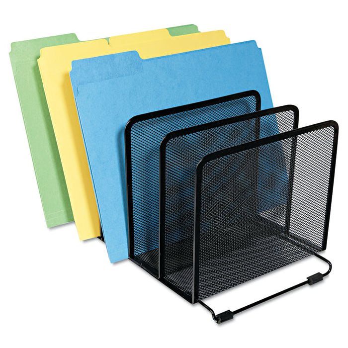 Deluxe Mesh Stacking Sorter, 5 Sections, Letter to Legal Size Files, 14.63" x 8.13" x 7.5", Black