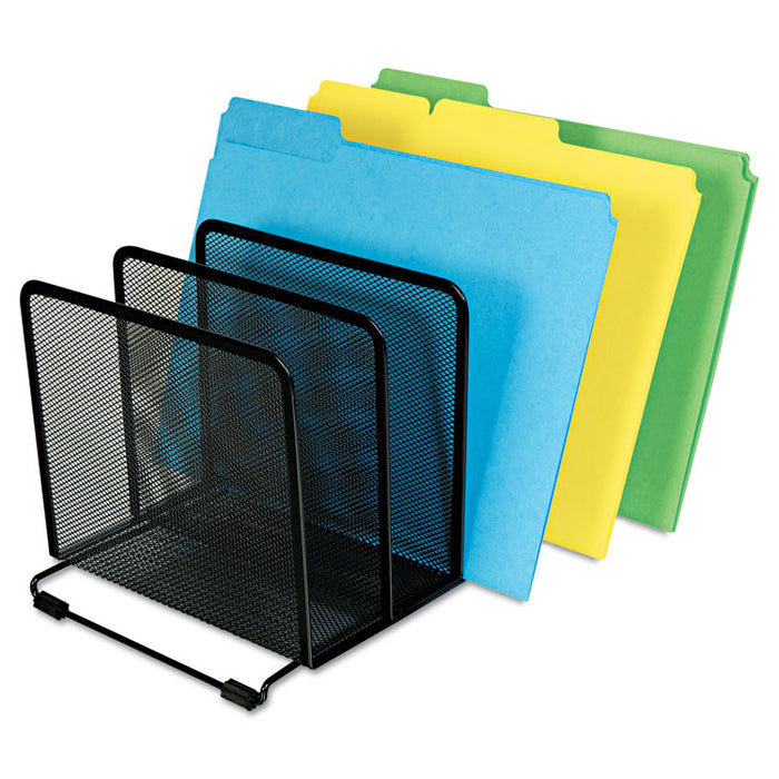 Deluxe Mesh Stacking Sorter, 5 Sections, Letter to Legal Size Files, 14.63" x 8.13" x 7.5", Black