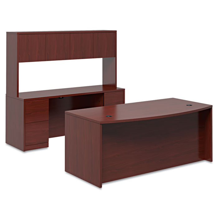 10500 Bow Front Double Pedestal Desk, Full Height Pedestals, 72w x 36d x 29.5h, Mahogany