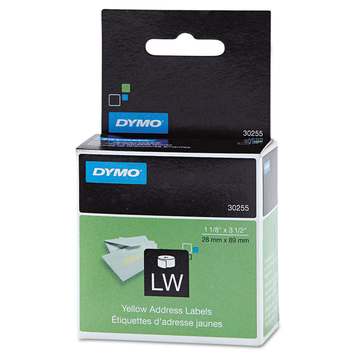 LabelWriter Address Labels, 1.12" x 3.5", Yellow, 130 Labels/Roll
