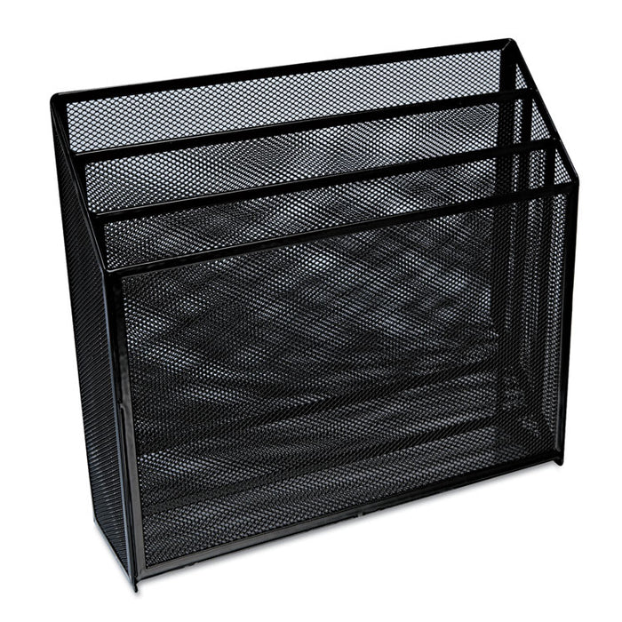 Deluxe Mesh Three-Tier Organizer, 3 Sections, Letter Size Files, 12.63" x 3.63" x 11.5", Black