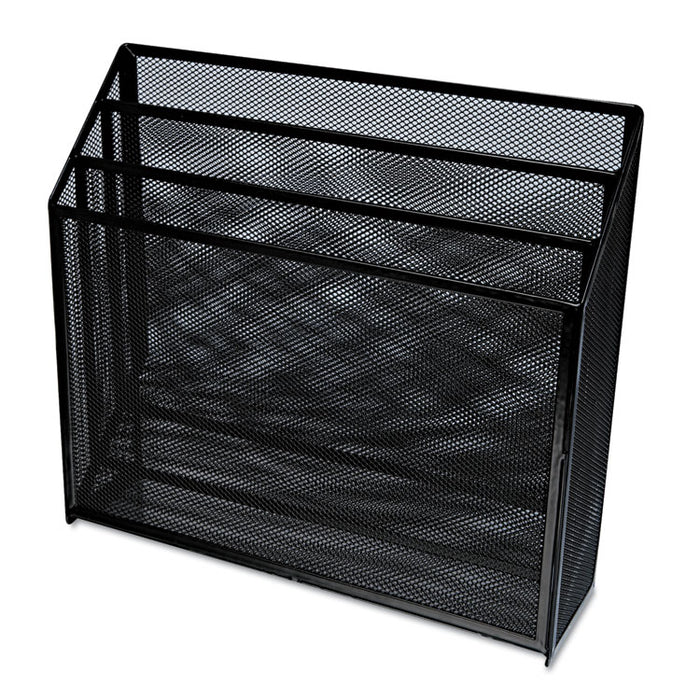 Deluxe Mesh Three-Tier Organizer, 3 Sections, Letter Size Files, 12.63" x 3.63" x 11.5", Black