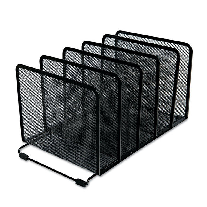 Deluxe Mesh Stacking Sorter, 5 Sections, Letter to Legal Size Files, 14.63" x 8.13" x 7.5", Black