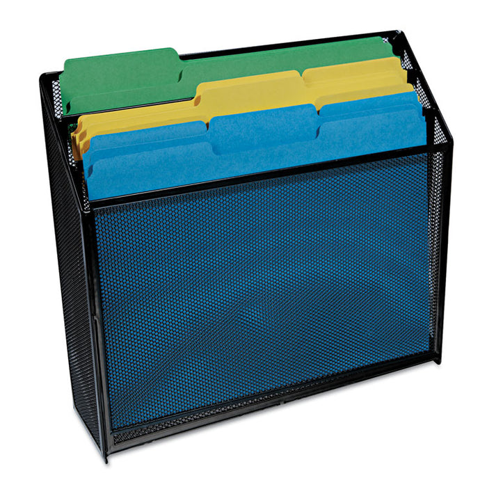Deluxe Mesh Three-Tier Organizer, 3 Sections, Letter Size Files, 12.63" x 3.63" x 11.5", Black