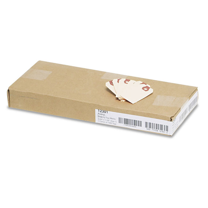 Unstrung Shipping Tags, 11.5 pt Stock, 2.75 x 1.38, Manila, 1,000/Box