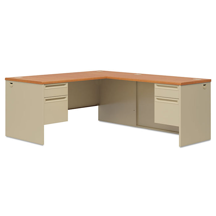 38000 Series Left Pedestal Desk, 66w x 30d x 29.5h, Harvest/Putty