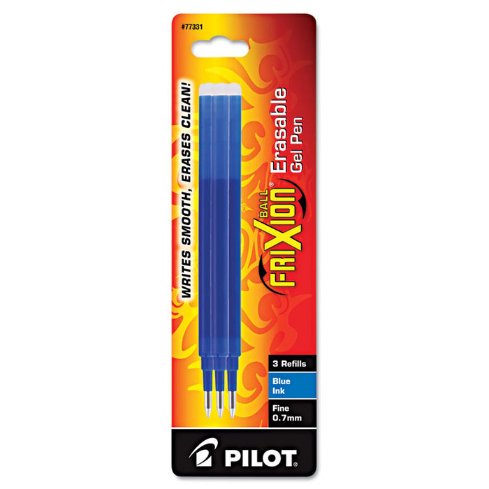 Refill for Pilot FriXion Erasable, FriXion Ball, FriXion Clicker and FriXion LX Gel Ink Pens, Fine Point, Blue Ink, 3/Pack