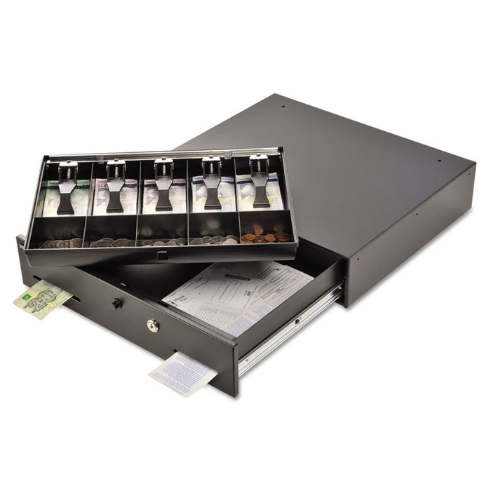 Alarm Alert Steel Cash Drawer w/Key & Push-Button Release Lock, Black