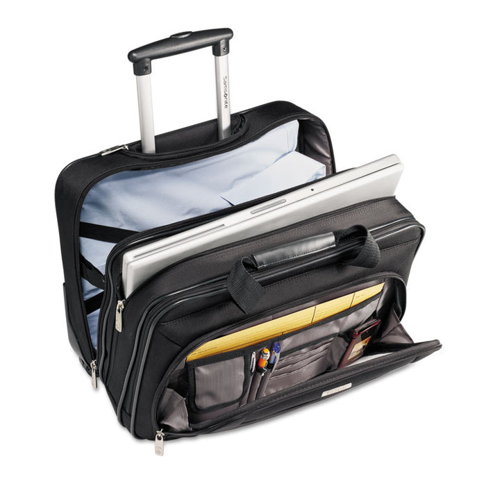 Rolling Business Case, Fits Devices Up to 15.6", Ballistic Nylon, 16.5 x 8 x 13.25, Black