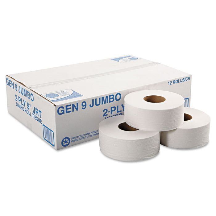 Jumbo Roll Bath Tissue, Septic Safe, 2-Ply, White, 3.3" x 700 ft, 12/Carton