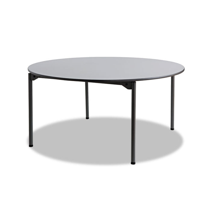 Maxx Legroom Wood Folding Table, Round Top, 60" dia x 29.5"h, Gray/Charcoal
