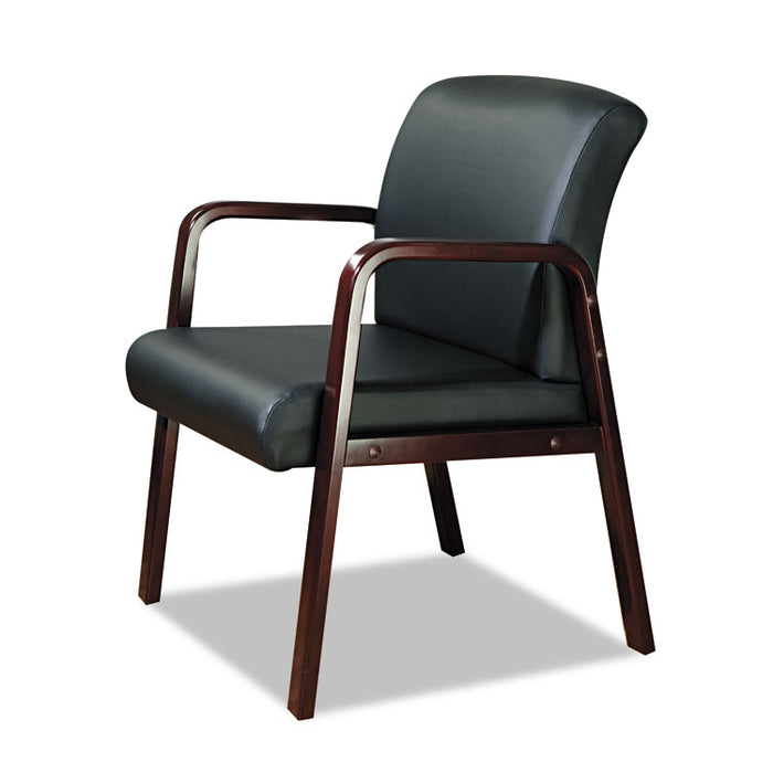 Alera Reception Lounge WL Series Guest Chair, 24.21" x 24.8" x 32.67", Black Seat/Back, Mahogany Base