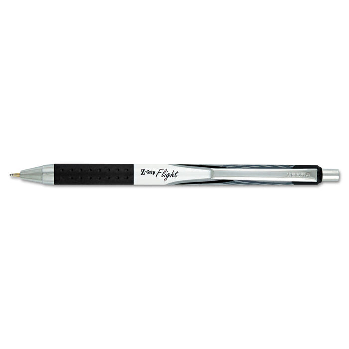Z-Grip Flight Ballpoint Pen, Retractable, Bold 1.2 mm, Black Ink, White Barrel, 12/Pack