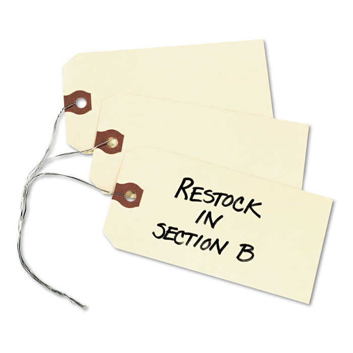 Double Wired Shipping Tags, 11.5 pt Stock, 4.75 x 2.38, Manila, 1,000/Box
