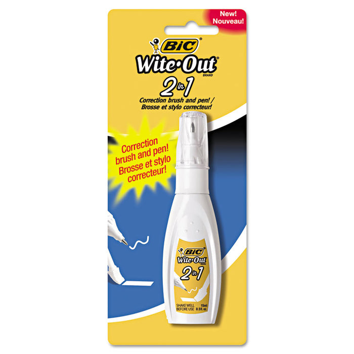 Wite-Out 2-in-1 Correction Fluid, 15 mL Bottle, White