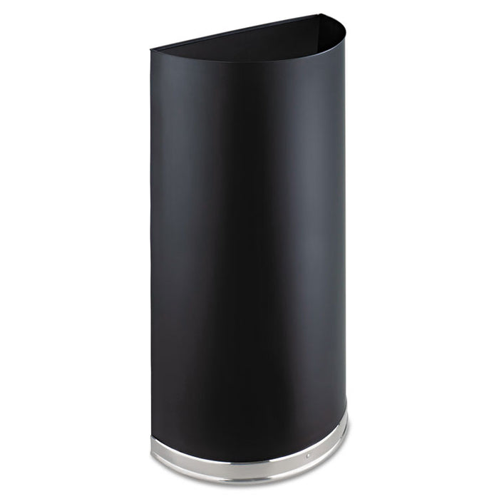 Half-Round Receptacle, Half-Round, Steel, 12.5 gal, Black