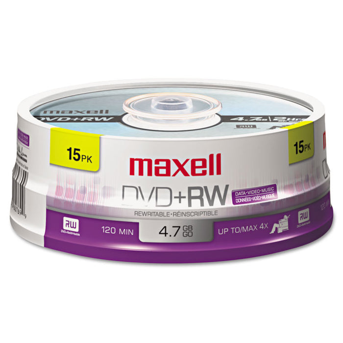 DVD+RW Rewritable Disc, 4.7 GB, 4x, Spindle, Silver, 15/Pack