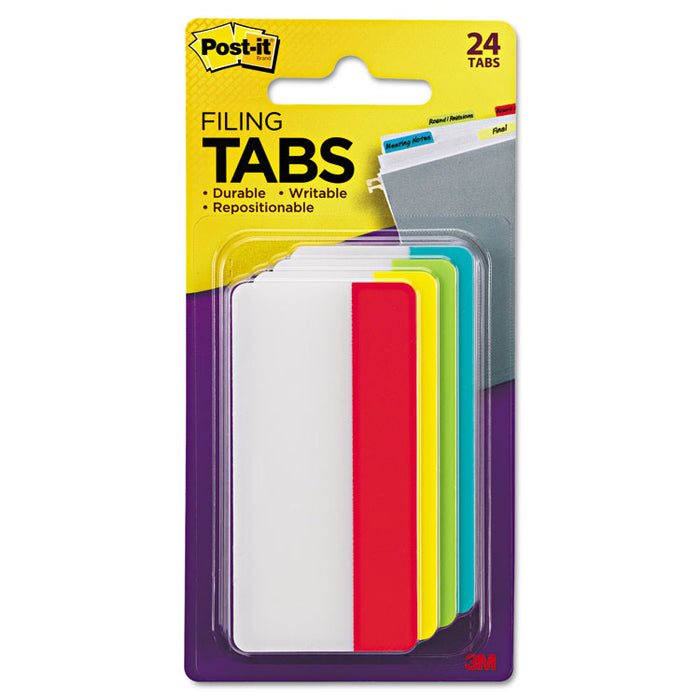 2" and 3" Tabs, 1/3-Cut Tabs, Assorted Colors, 3" Wide, 24/Pack