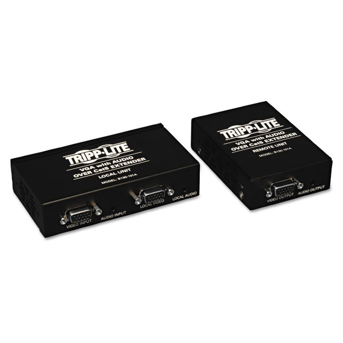VGA w/Audio over Cat5/Cat6 Extender Kit, Box-Style Transmitter/Receiver, 1000 ft