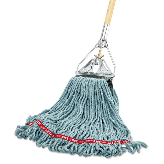 Web Foot Wet Mop Head, Shrinkless, Cotton/Synthetic, Green, Medium, 6/Carton