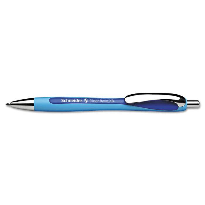 Schneider Rave XB Retractable Ballpoint Pen, 1.4mm, Blue Ink, Blue/Blue Barrel