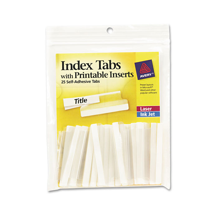 Insertable Index Tabs with Printable Inserts, 1/5-Cut, Clear, 2" Wide, 25/Pack