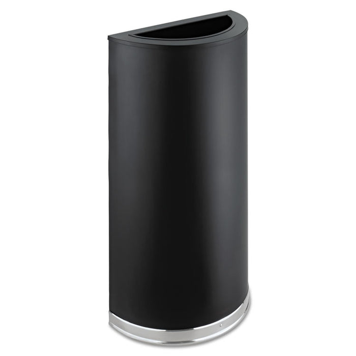 Half-Round Receptacle, Half-Round, Steel, 12.5 gal, Black